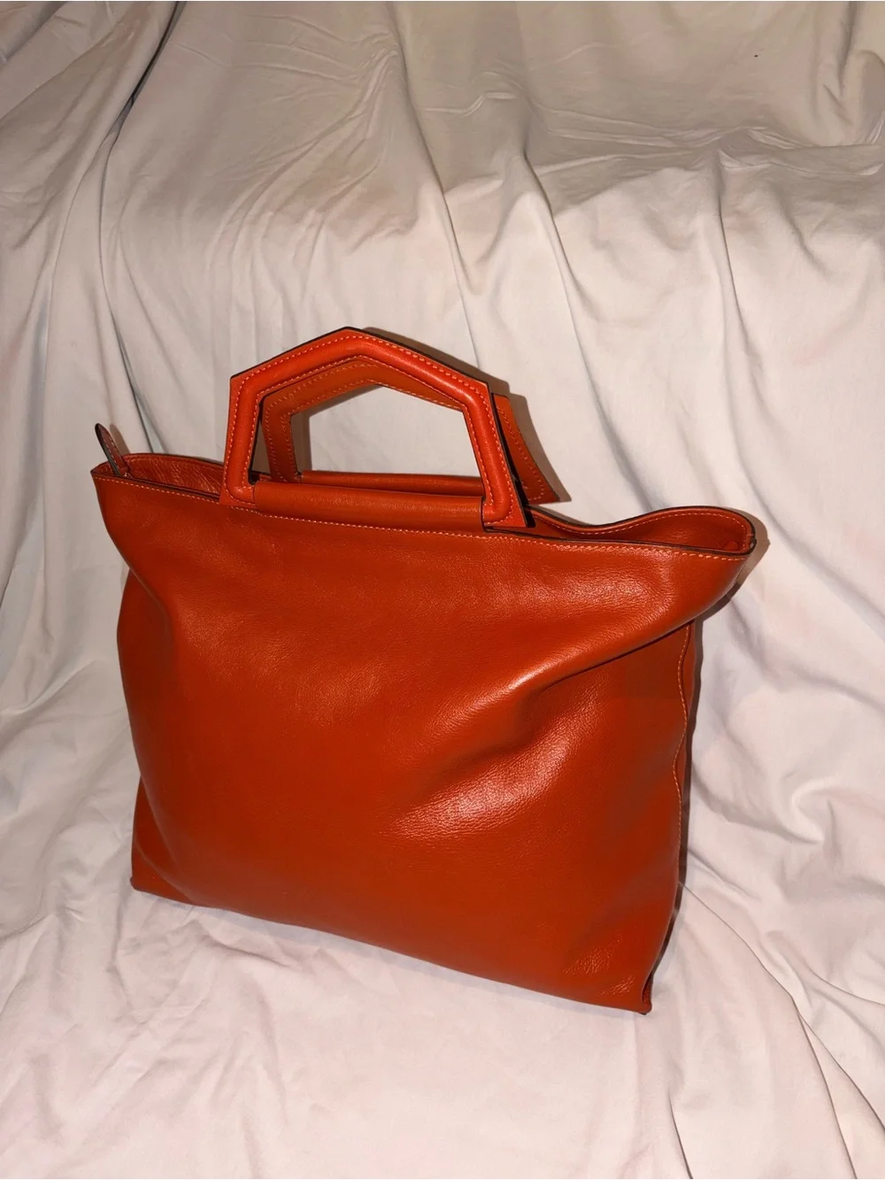 Anna Paola Rust Orange Italian Leather Tote